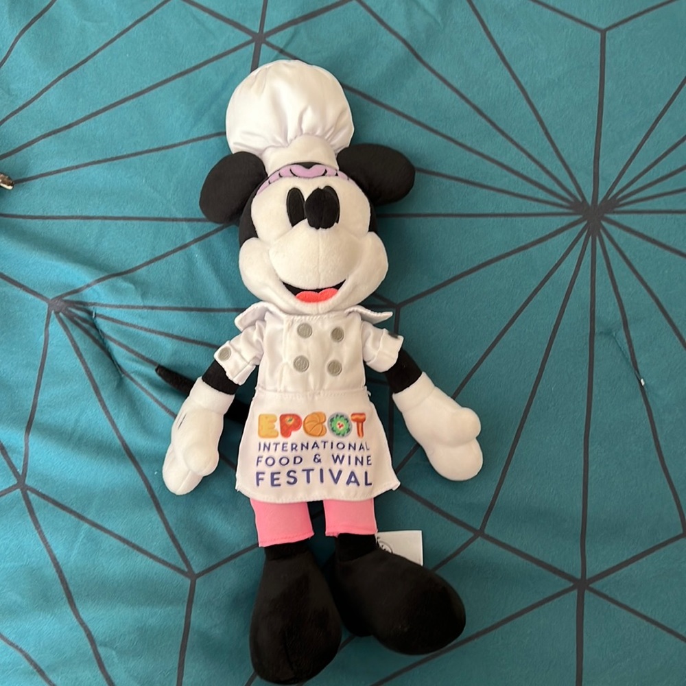New without tag Disney’s Epcot Food and Wine Festival Minnie Mouse Stuffed Doll